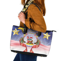 American Samoa Christmas Leather Tote Bag Seashell Santa Beach Vibes - Polynesian Pride