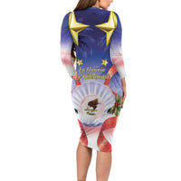 American Samoa Christmas Long Sleeve Bodycon Dress Seashell Santa Beach Vibes - Polynesian Pride