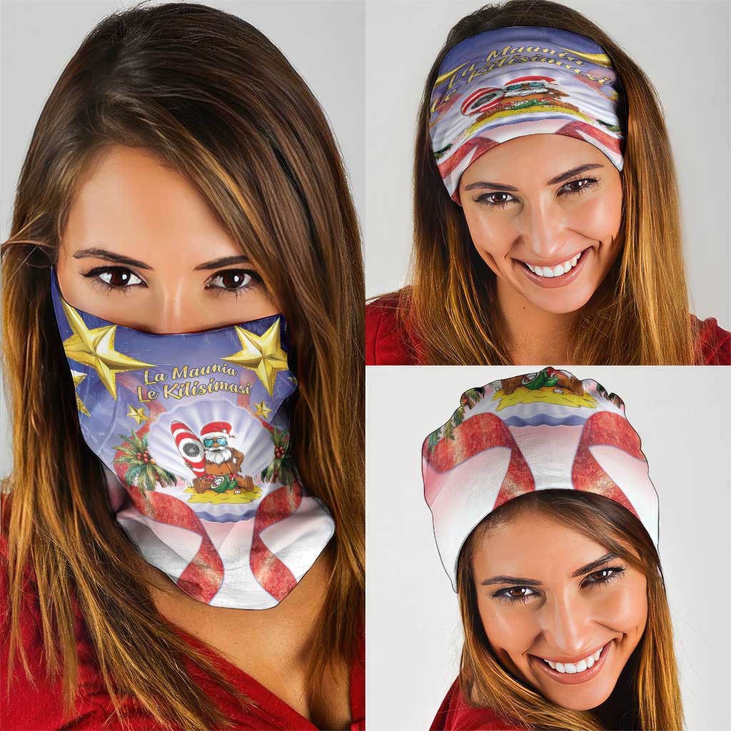 American Samoa Christmas Neck Gaiter Seashell Santa Beach Vibes - Polynesian Pride