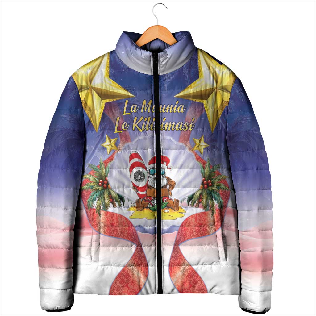 American Samoa Christmas Padded Jacket Seashell Santa Beach Vibes - Polynesian Pride