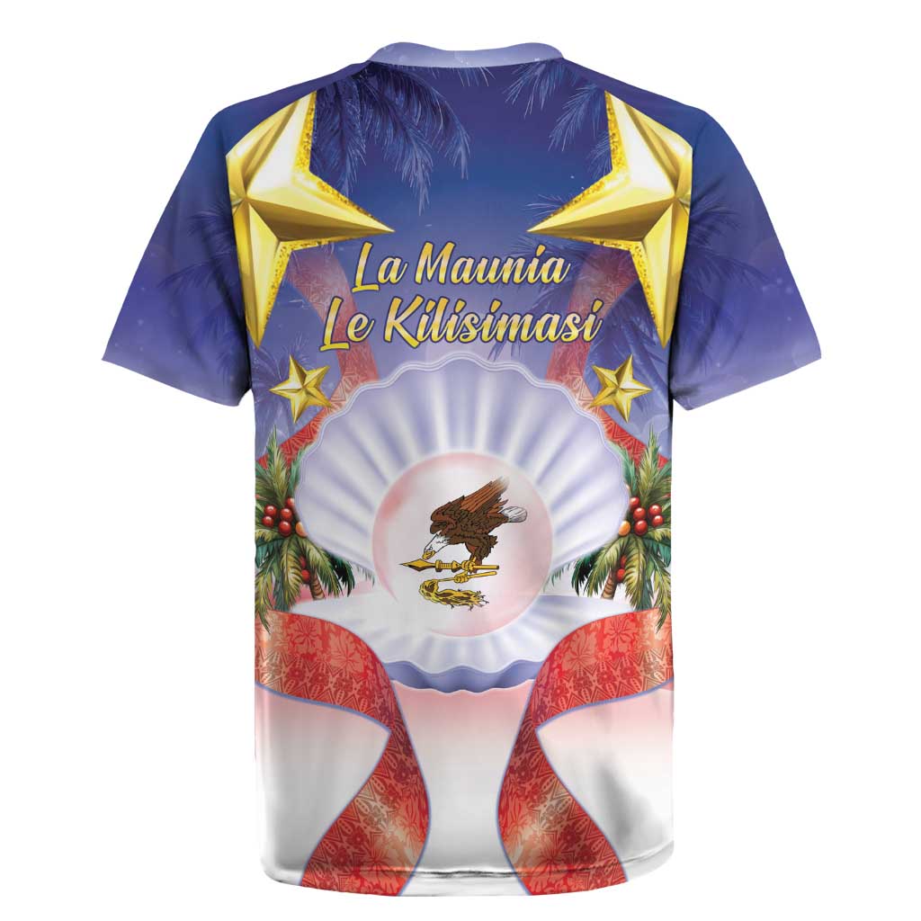 American Samoa Christmas Rugby Jersey Seashell Santa Beach Vibes - Polynesian Pride