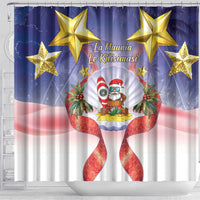 American Samoa Christmas Shower Curtain Seashell Santa Beach Vibes - Polynesian Pride