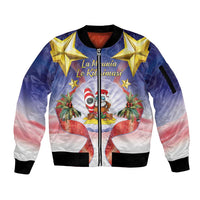 American Samoa Christmas Sleeve Zip Bomber Jacket Seashell Santa Beach Vibes - Polynesian Pride