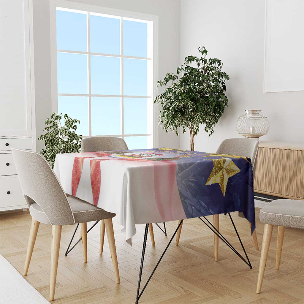 American Samoa Christmas Tablecloth Seashell Santa Beach Vibes - Polynesian Pride