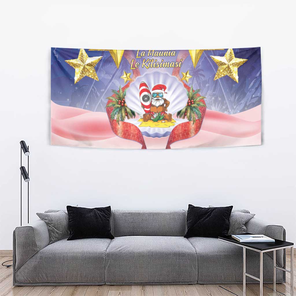 American Samoa Christmas Tapestry Seashell Santa Beach Vibes - Polynesian Pride