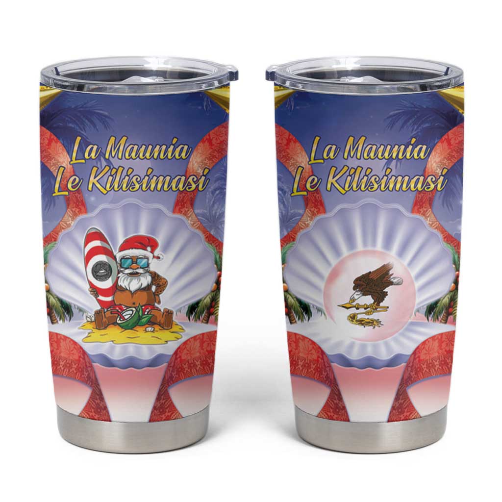 American Samoa Christmas Tumbler Cup Seashell Santa Beach Vibes - Polynesian Pride