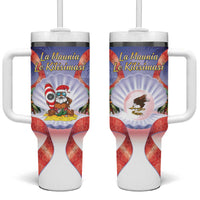 American Samoa Christmas Tumbler With Handle Seashell Santa Beach Vibes - Polynesian Pride