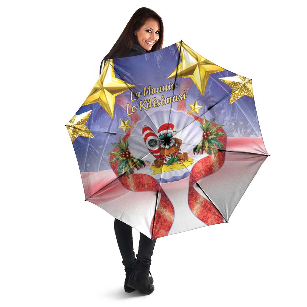 American Samoa Christmas Umbrella Seashell Santa Beach Vibes - Polynesian Pride