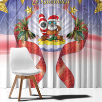 American Samoa Christmas Window Curtain Seashell Santa Beach Vibes - Polynesian Pride