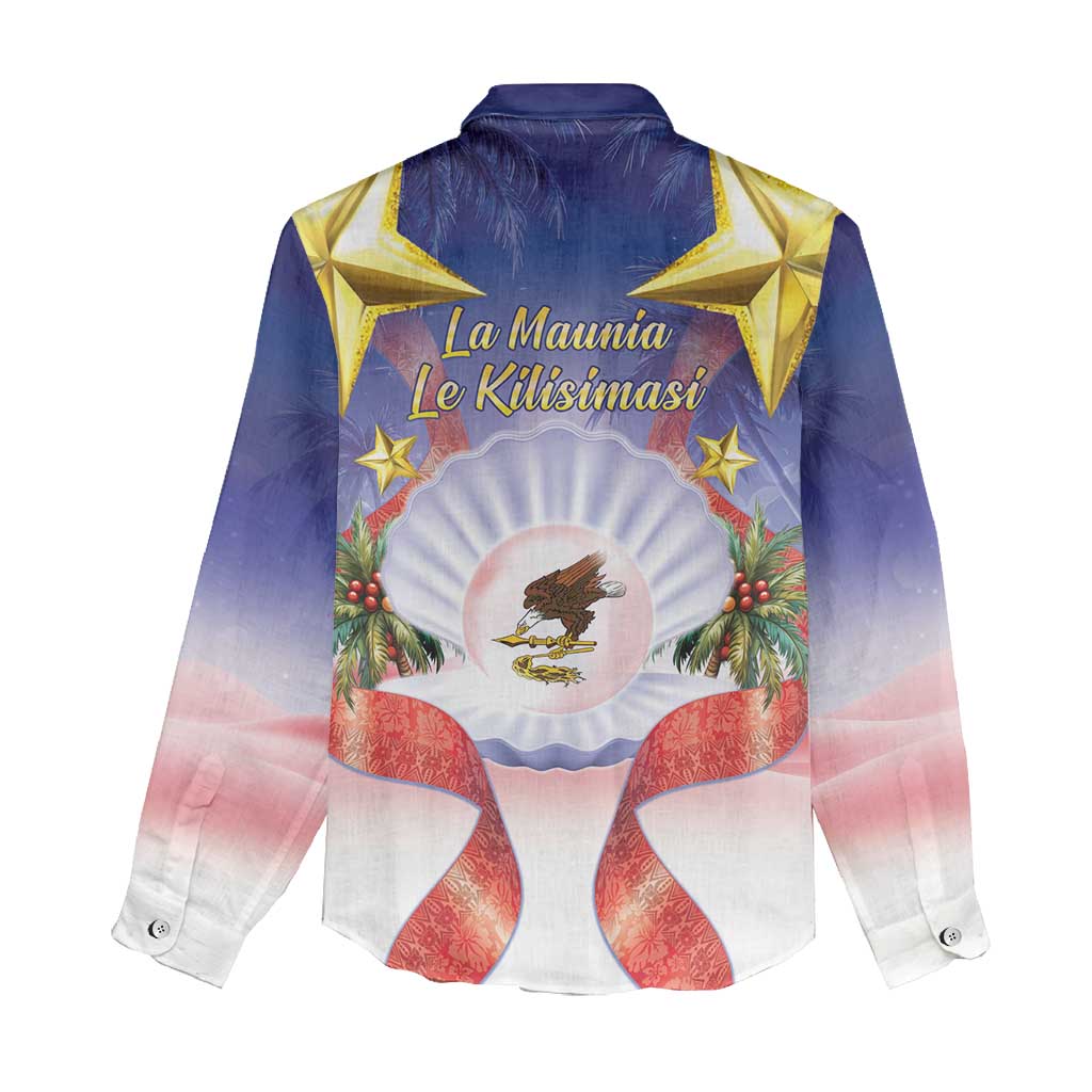 American Samoa Christmas Women Casual Shirt Seashell Santa Beach Vibes - Polynesian Pride