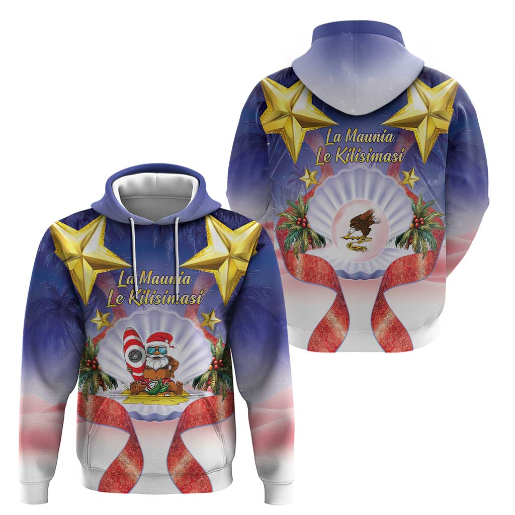 American Samoa Christmas Zip Hoodie Seashell Santa Beach Vibes - Polynesian Pride