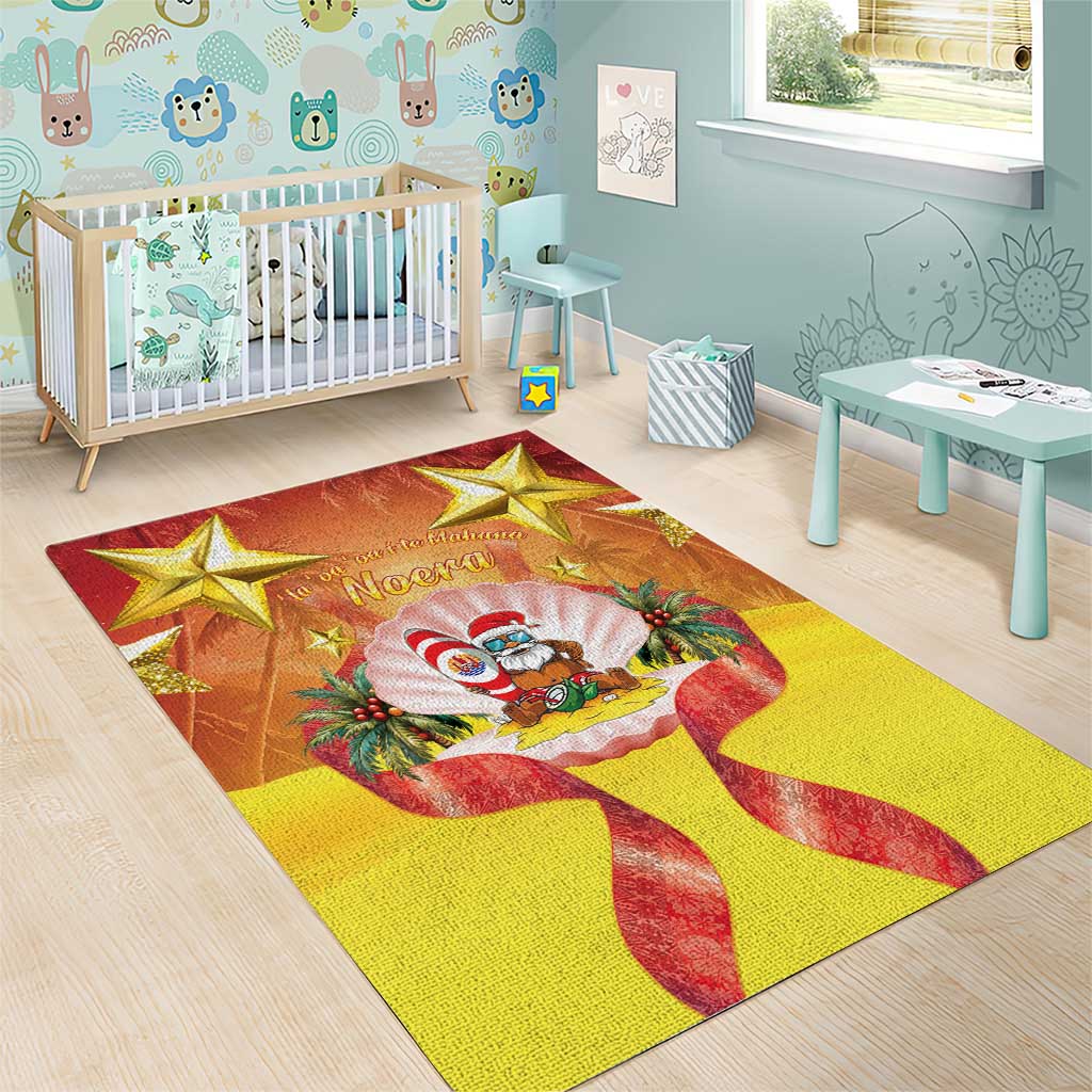 French Polynesia Christmas Area Rug Seashell Santa Beach Vibes - Polynesian Pride