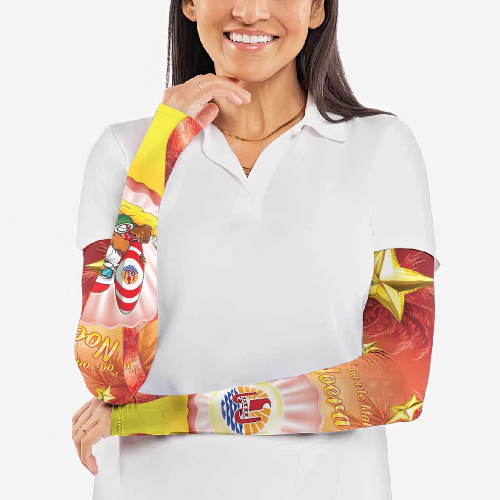 French Polynesia Christmas Arm Sleeves Seashell Santa Beach Vibes - Polynesian Pride