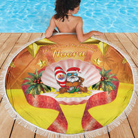 French Polynesia Christmas Beach Blanket Seashell Santa Beach Vibes - Polynesian Pride