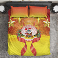 French Polynesia Christmas Bedding Set Seashell Santa Beach Vibes - Polynesian Pride