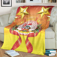 French Polynesia Christmas Blanket Seashell Santa Beach Vibes - Polynesian Pride
