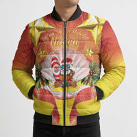 French Polynesia Christmas Bomber Puffer Jacket Seashell Santa Beach Vibes - Polynesian Pride