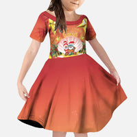 French Polynesia Christmas Family Matching Long Sleeve Bodycon Dress and Hawaiian Shirt Seashell Santa Beach Vibes - Polynesian Pride