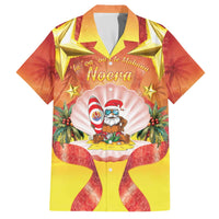 French Polynesia Christmas Family Matching Off The Shoulder Long Sleeve Dress and Hawaiian Shirt Seashell Santa Beach Vibes - Polynesian Pride