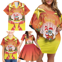 French Polynesia Christmas Family Matching Off Shoulder Short Dress and Hawaiian Shirt Seashell Santa Beach Vibes - Polynesian Pride