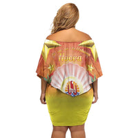 French Polynesia Christmas Family Matching Off Shoulder Short Dress and Hawaiian Shirt Seashell Santa Beach Vibes - Polynesian Pride