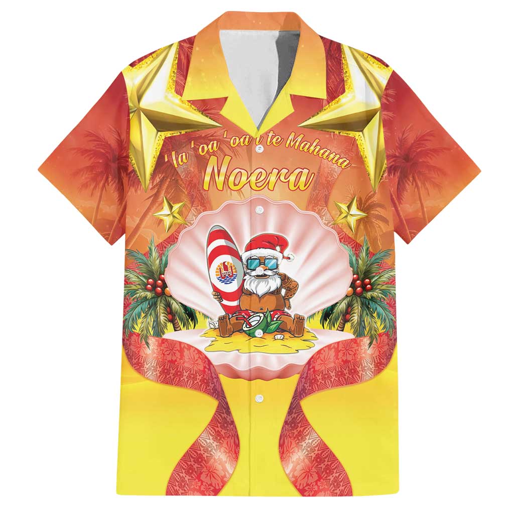 French Polynesia Christmas Family Matching Summer Maxi Dress and Hawaiian Shirt Seashell Santa Beach Vibes - Polynesian Pride