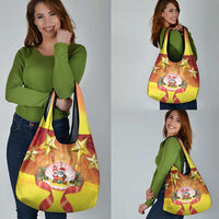 French Polynesia Christmas Grocery Bag Seashell Santa Beach Vibes - Polynesian Pride