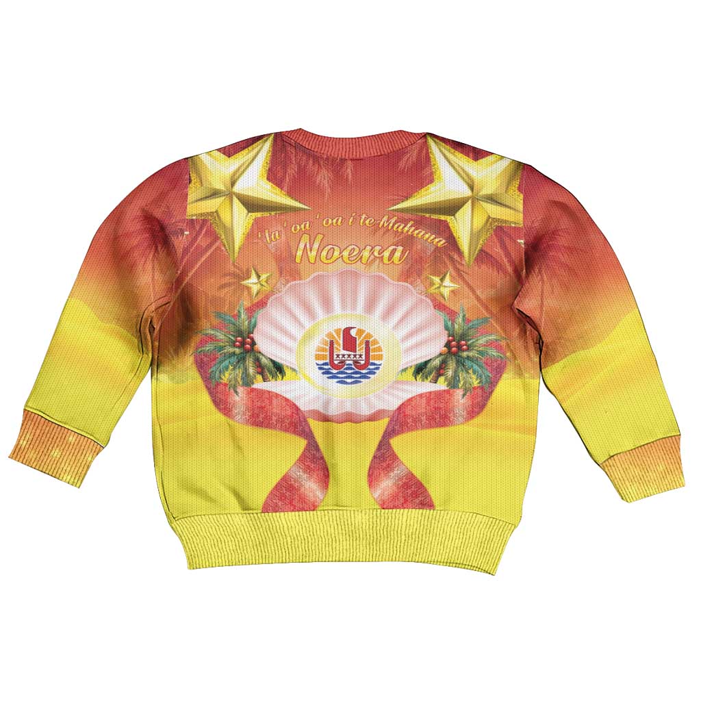 French Polynesia Christmas Kid Ugly Christmas Sweater Seashell Santa Beach Vibes - Polynesian Pride