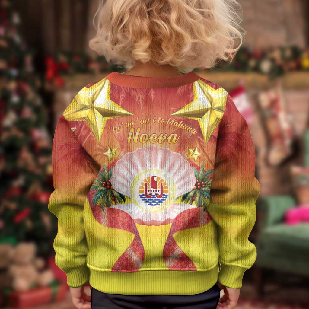 French Polynesia Christmas Kid Ugly Christmas Sweater Seashell Santa Beach Vibes - Polynesian Pride