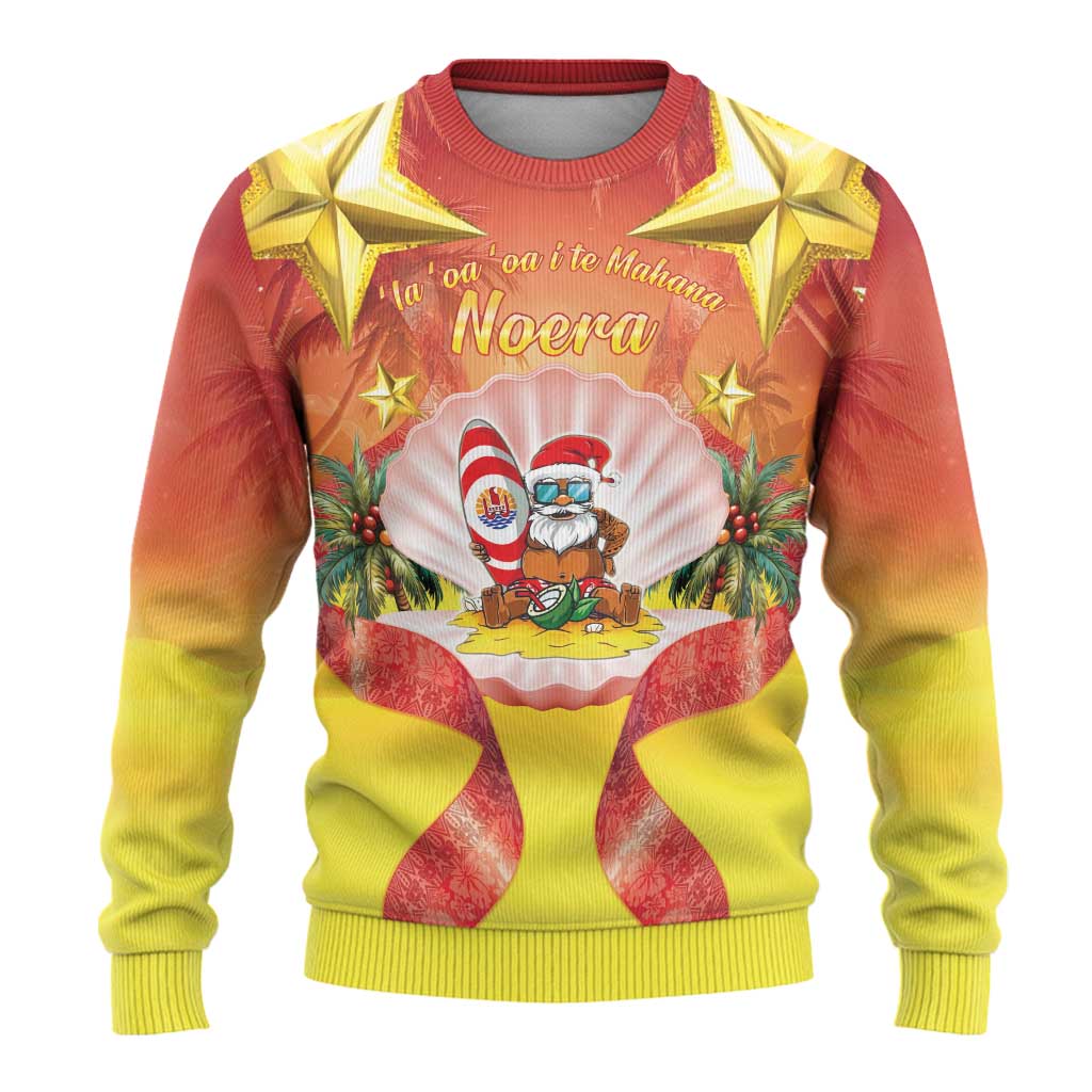 French Polynesia Christmas Ugly Christmas Sweater Seashell Santa Beach Vibes - Polynesian Pride