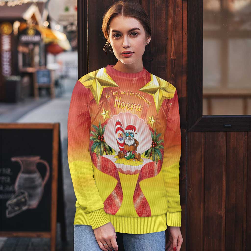 French Polynesia Christmas Ugly Christmas Sweater Seashell Santa Beach Vibes - Polynesian Pride