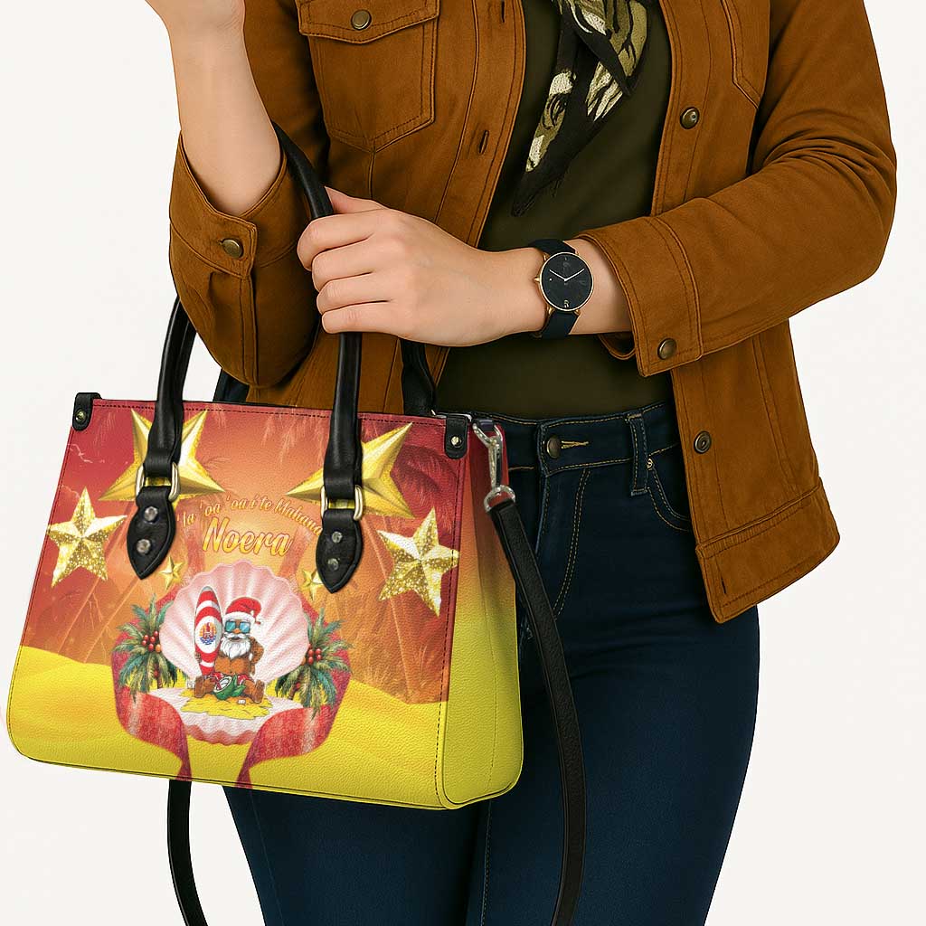 French Polynesia Christmas Leather Bag Seashell Santa Beach Vibes - Polynesian Pride