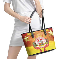 French Polynesia Christmas Leather Tote Bag Seashell Santa Beach Vibes - Polynesian Pride