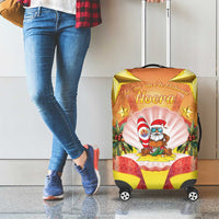 French Polynesia Christmas Luggage Cover Seashell Santa Beach Vibes - Polynesian Pride