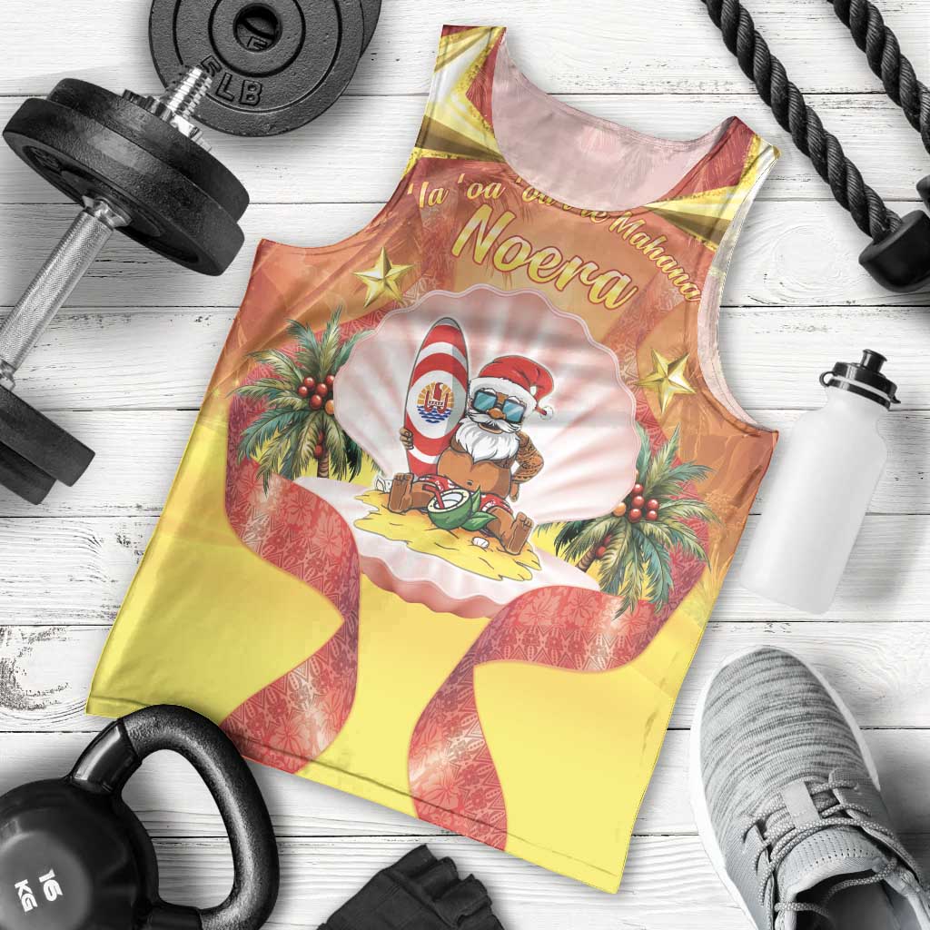 French Polynesia Christmas Men Tank Top Seashell Santa Beach Vibes - Polynesian Pride