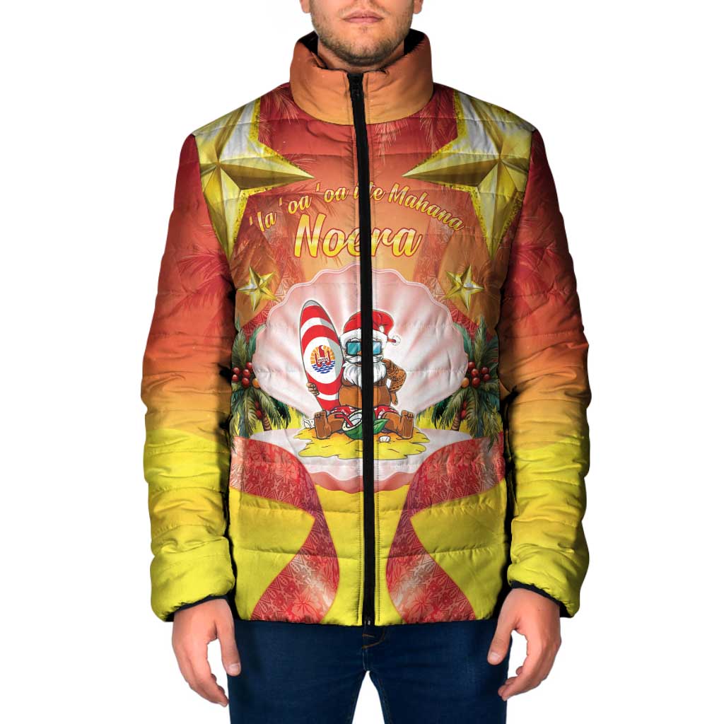 French Polynesia Christmas Padded Jacket Seashell Santa Beach Vibes - Polynesian Pride