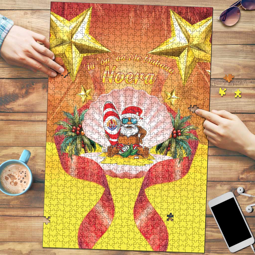 French Polynesia Christmas Puzzle Seashell Santa Beach Vibes - Polynesian Pride