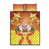 French Polynesia Christmas Quilt Bed Set Seashell Santa Beach Vibes - Polynesian Pride