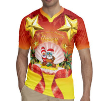 French Polynesia Christmas Rugby Jersey Seashell Santa Beach Vibes - Polynesian Pride