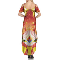 French Polynesia Christmas Summer Maxi Dress Seashell Santa Beach Vibes - Polynesian Pride