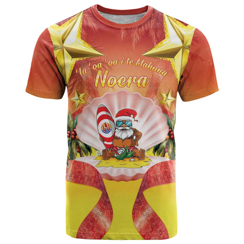 French Polynesia Christmas T Shirt Seashell Santa Beach Vibes - Polynesian Pride