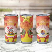 French Polynesia Christmas Tumbler Cup Seashell Santa Beach Vibes - Polynesian Pride