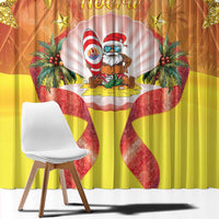 French Polynesia Christmas Window Curtain Seashell Santa Beach Vibes - Polynesian Pride