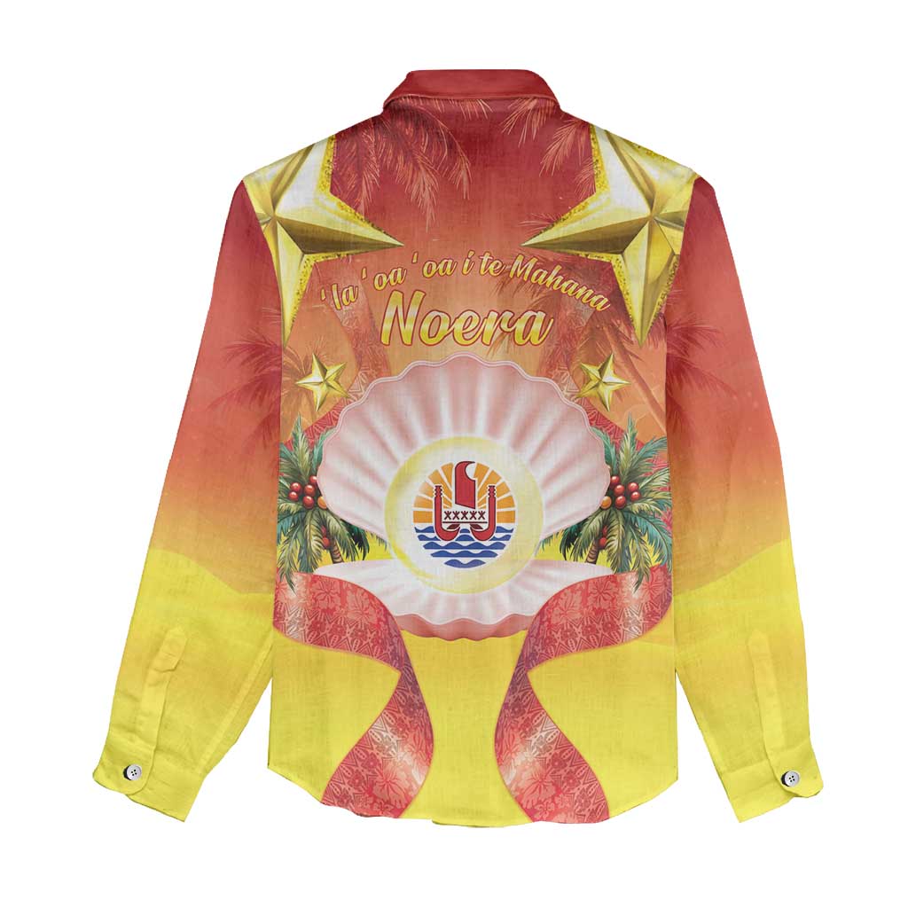 French Polynesia Christmas Women Casual Shirt Seashell Santa Beach Vibes - Polynesian Pride