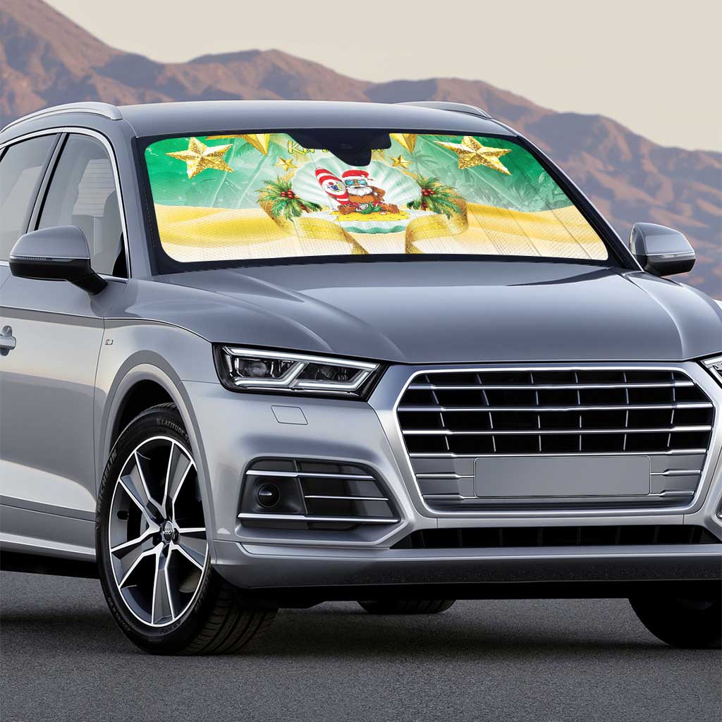 Cook Islands Christmas Auto Sun Shade Seashell Santa Beach Vibes - Polynesian Pride