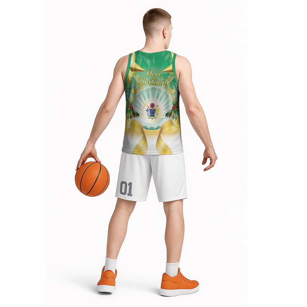 Cook Islands Christmas Basketball Jersey Seashell Santa Beach Vibes - Polynesian Pride