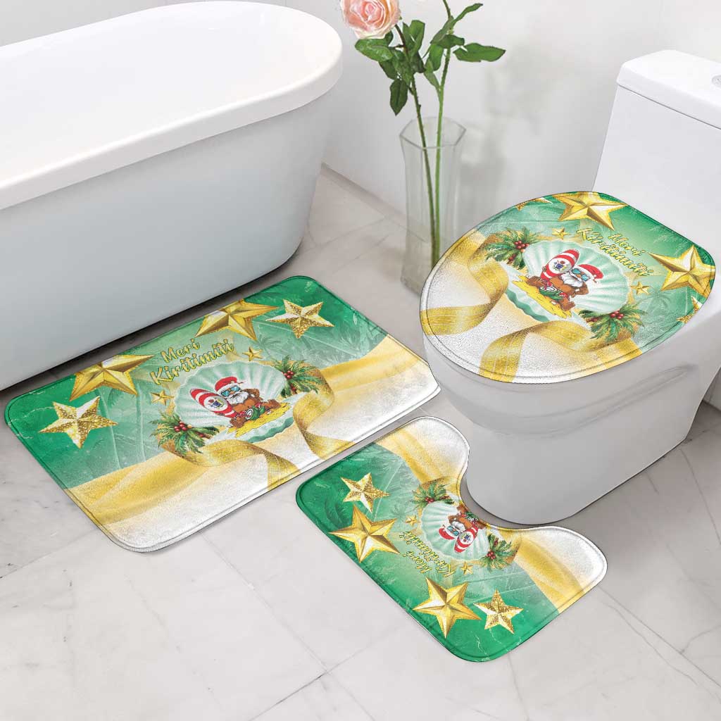 Cook Islands Christmas Bathroom Set Seashell Santa Beach Vibes - Polynesian Pride