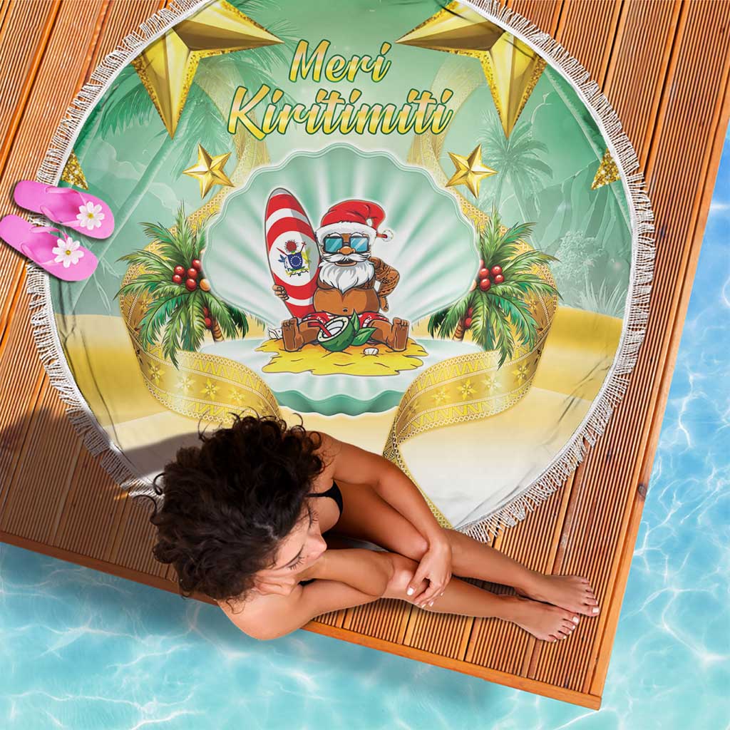 Cook Islands Christmas Beach Blanket Seashell Santa Beach Vibes - Polynesian Pride