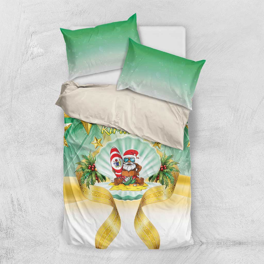 Cook Islands Christmas Bedding Set Seashell Santa Beach Vibes - Polynesian Pride