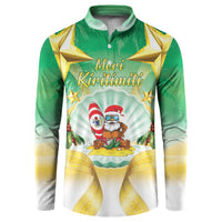 Cook Islands Christmas Button Sweatshirt Seashell Santa Beach Vibes - Polynesian Pride